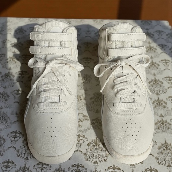 Reebok x Anine Bing Freestyle High Top Classic White Leather Sneakers - Picture 2 of 7